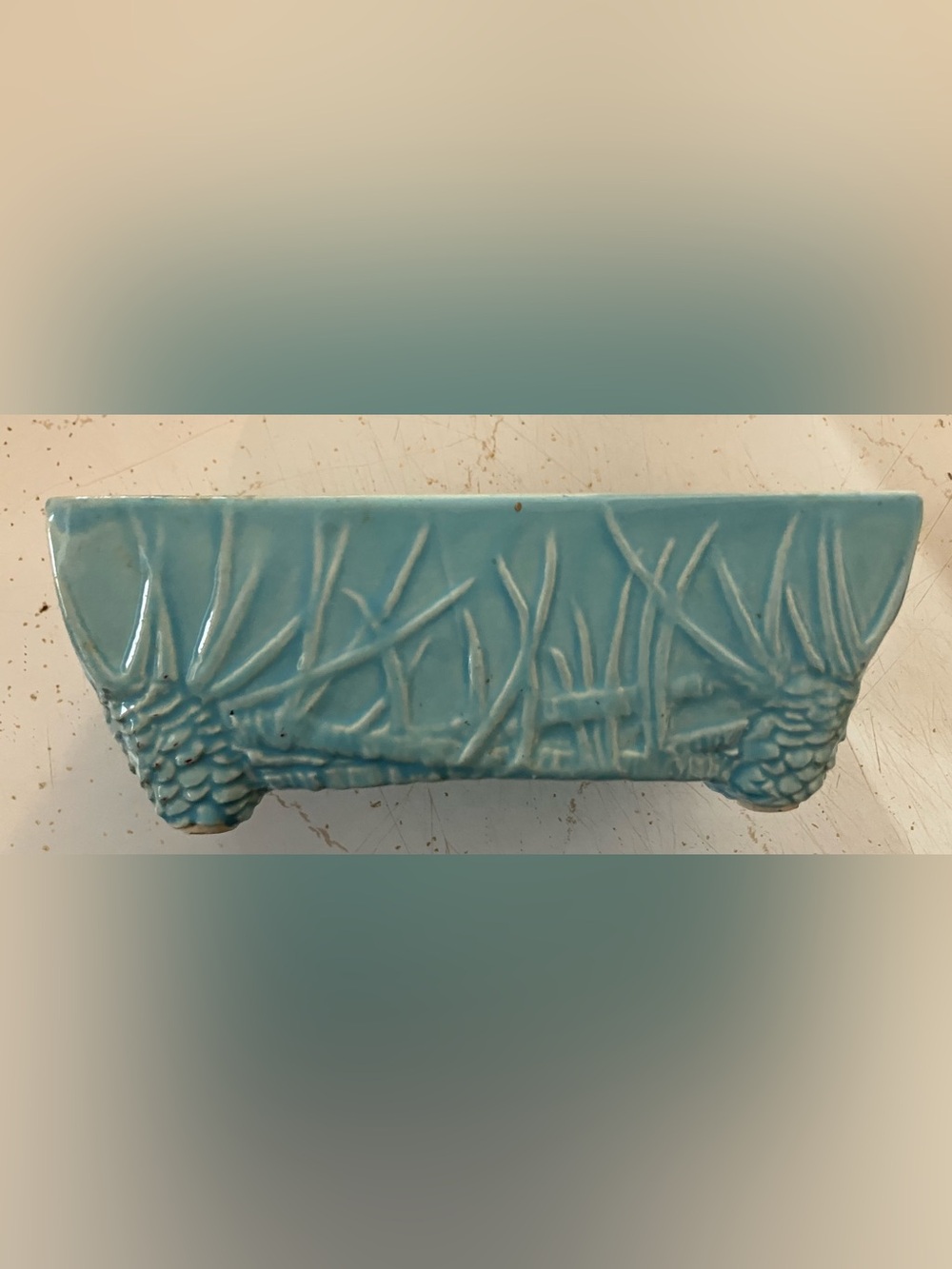 Vintage McCoy Rustic Line Pottery Pine Cone Window Box Planter ~7 3/4” X 4” X 3”